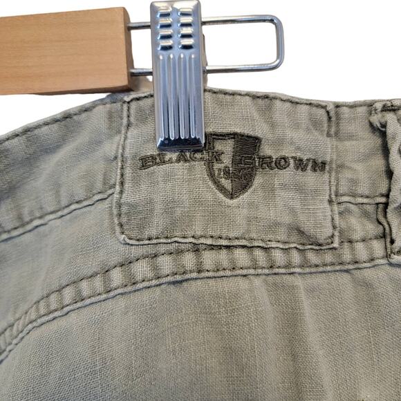 Black and Brown Linen Pants 38x32 Grey Zipper Pockets #125 - Picture 4 of 10